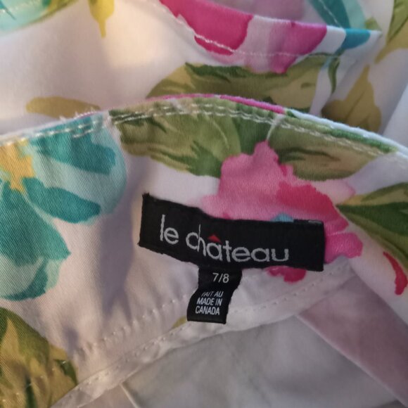 Le Chateau Size 7/8 Cotton Flower Floral White Pink Blue Peony Y2K Vintage Med - Picture 13 of 14